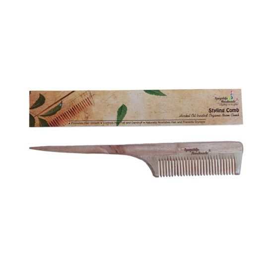  Wooden Oil Treated Neem Styling Comb, Pack Of 1 Comb For Hair Growth